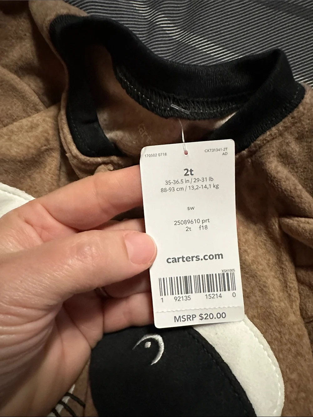 Carter's Brown Raccoon Footed One-Piece Pajama